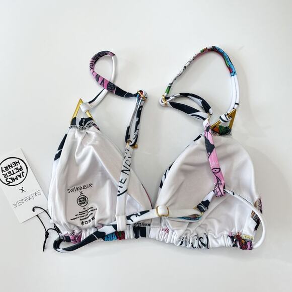 NWT Swiminista x James Peter Henry Graphic Art Toss Print Sexy Bikini Top M - Picture 4 of 10
